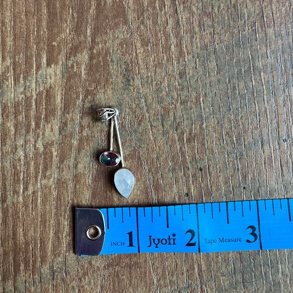 *Moonstone & Mystic Topaz* Unique Pendant | Silver Necklace | Asymmetrical, NWOT - Picture 6 of 10